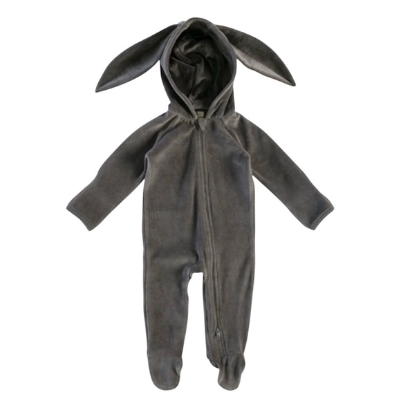 6-9m Velveteen Bunny Onesie Footie Baby Costume Kate Quinn 9 Month Zipper Ears - Picture 1 of 5